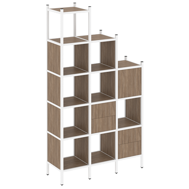Loft Прямой стеллаж наборный VR.L-21 Дуб аризона/Белый металл 1278*446*2280 - Вид 1