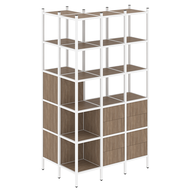 Loft Угловой внешний стеллаж наборный VR.L-54 Дуб аризона/Белый металл 862*1278*2280 - Вид 1