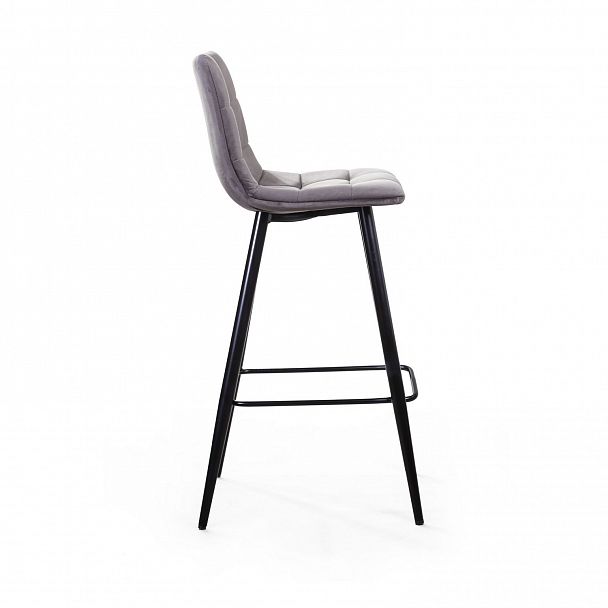 Стул барный UNO, бархат светло-серый 26 / чёрный конус - Вид 4