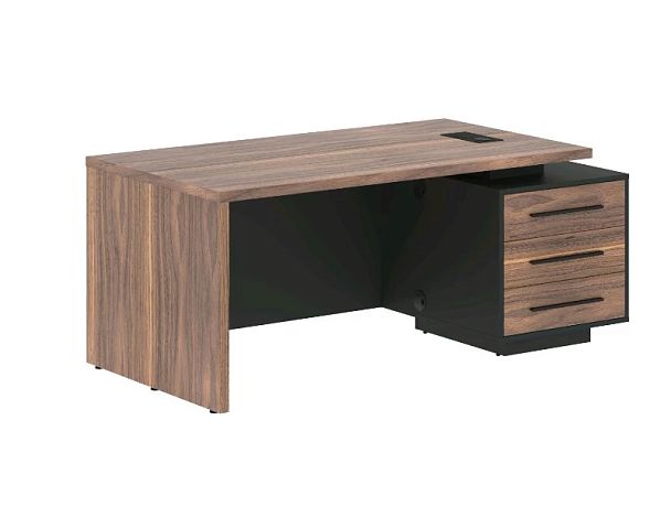 VELION VENEER Стол руководителя VRCT 1890 R 1800х900х750 Американский орех/Яшма черный Velion veneer кабинет руковод  черный/американский орех - Вид 1