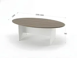 БЕРЛИН / BERLIN Конференц-стол овальный 2200х1200х740 Шорвуд/Белый - Фото предпросмотра