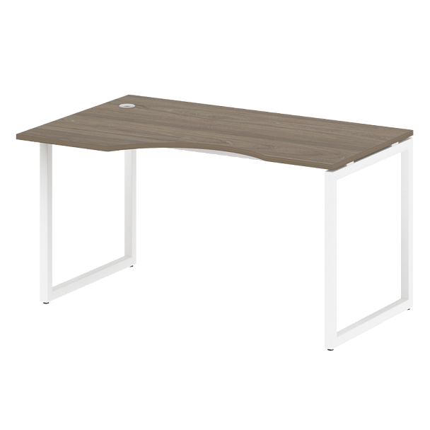 Metal System Quattro Стол криволинейный левый на О-образном м/к 40БО.СА-2 (L) Вяз/Белый металл 1400*900*750 - Вид 1