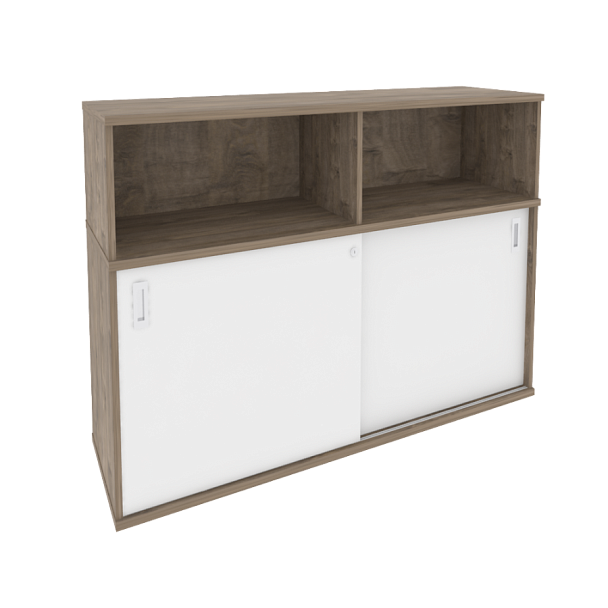 Onix Шкаф-купе приставной/опорный O.SHKO-2.7 T Тиквуд темный/Белый бриллиант 1475*432*1120 - Вид 1