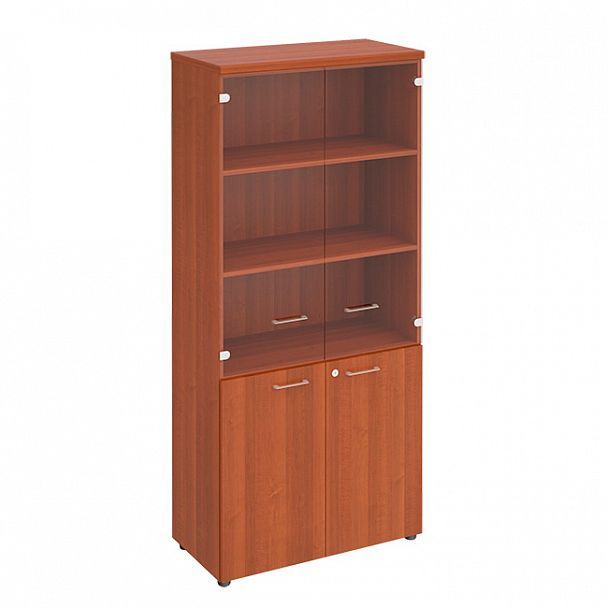 Шкаф для документов со стеклянными прозрачными дверьми "Патриот" ПТ ОМ 983 орех миланский - Вид 1