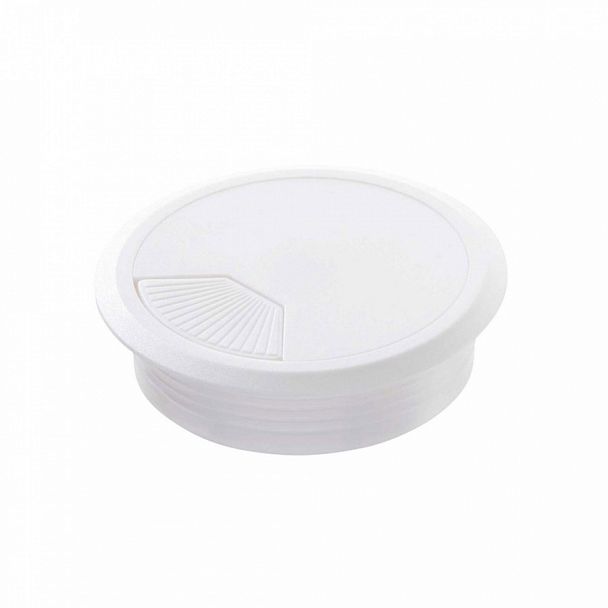 Лючок круглый, пластмассовый Кабель-менеджмент 7,15x7,15x2,3 белый - Вид 1