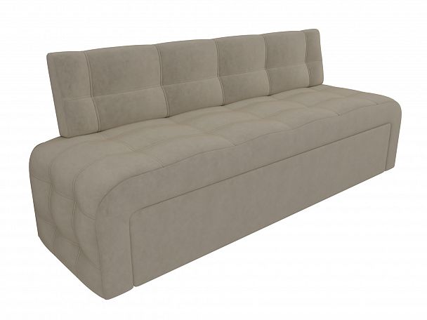 Кухонный прямой диван Люксор (полностью микровельвет бежевый) - Вид 4