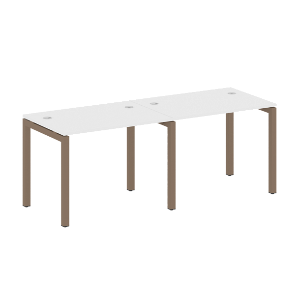 Metal System Quattro Р. ст. на 2 раб. места на П-образном м/к 50БП.СМ-2.1 Белый/Мокко металл 2000*720*750 - Вид 1