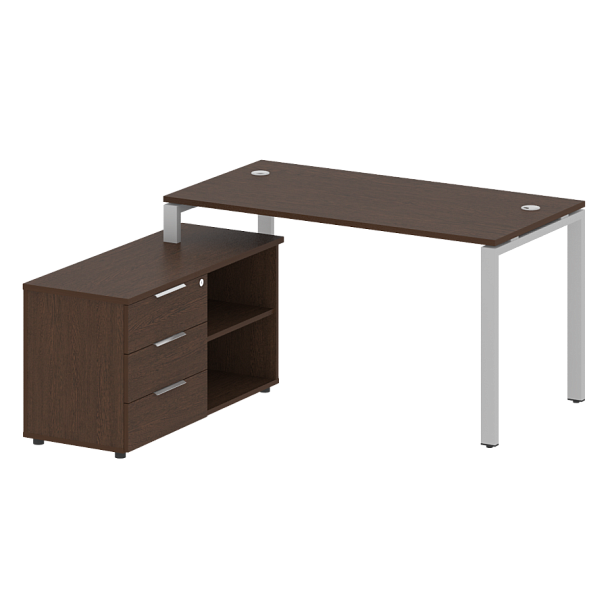 Metal System Р. ст. с тумбой на П-образном м/к БП.РС-СТС-2.3 (L) Венге/Серый металл 1500*1520*750 - Вид 1