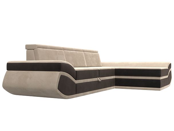 Диван угловой Лига-032 правый угол Велюр бежевый - Вид 3