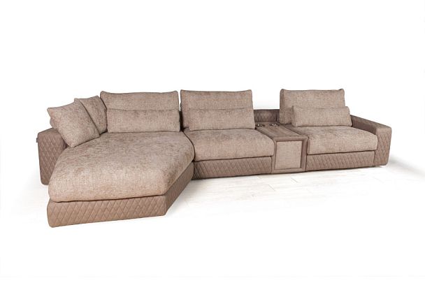 Aldo угловой модульный диван с терминальным шезлонгом, баром и столиком - Вид 1