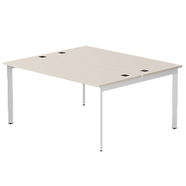 Бенч-система на 2 места Everprof EVO на металлокаркасе 1580х670(1370)x755 опоры 45гр Кашемир/Белый - Фото предпросмотра