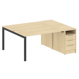 Metal System Quattro Р. ст. с тумбой на П-образном м/к 50БП.РС-СТП-2.3 Акация/Антрацит металл 1812*1475*750 - Фото предпросмотра