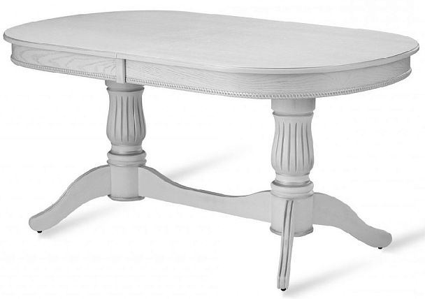 Стол деревянный раздвижной Кайнс 160(200,240)х100х76 Белый с серебряной патиной - Вид 3