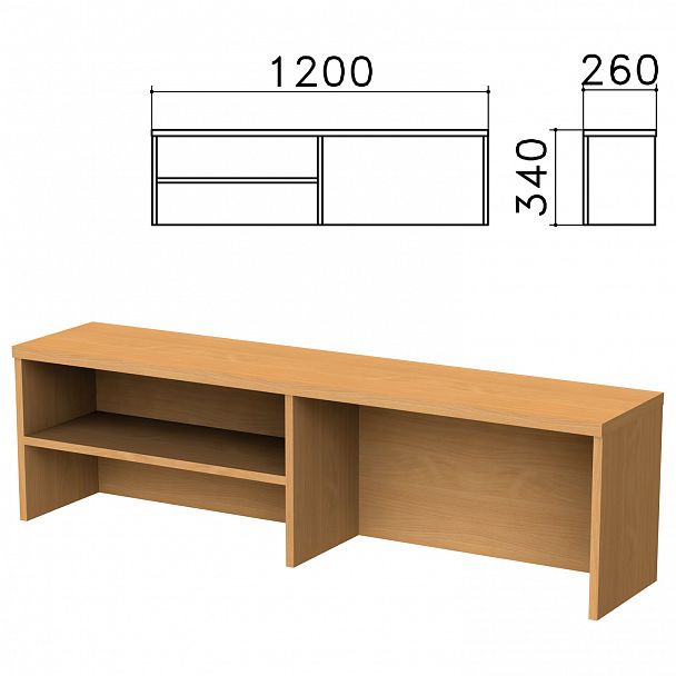 Надстройка для стола письменного "Монолит", 1200х260х340 мм, 1 полка, цвет бук бавария, НМ37.1 - Вид 2
