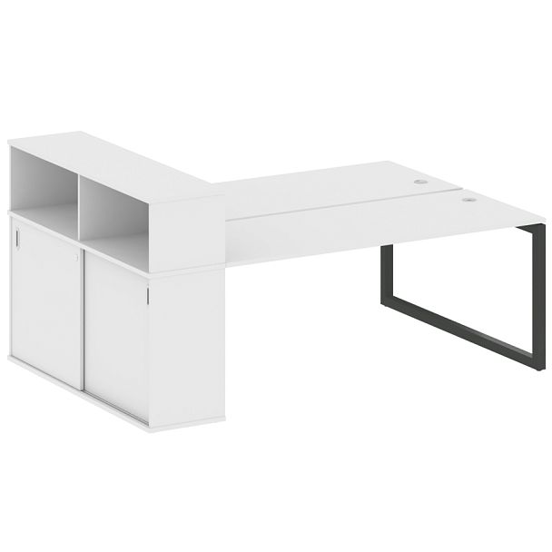 Metal System Quattro Р. ст. с шкафом-купе на О-образном м/к 50БО.РС-СШК-2.5 Т Белый/Антрацит металл 2210*1475*1098 - Вид 1