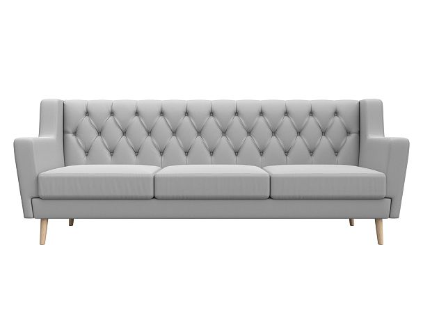 Прямой диван Брайтон 3 Люкс (полностью экокожа белая) - Вид 2