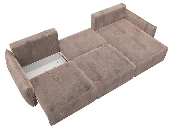 Диван угловой Лига-051 НПБ Лонг угол универсальный Велюр бежевый - Вид 8