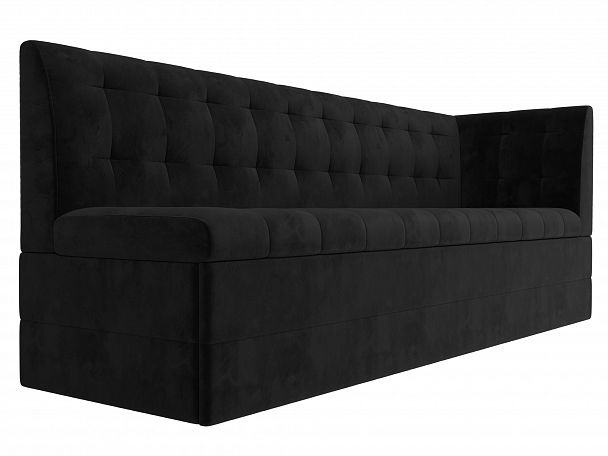 Кухонный диван Бриз с углом (полностью велюр черный) - Вид 3