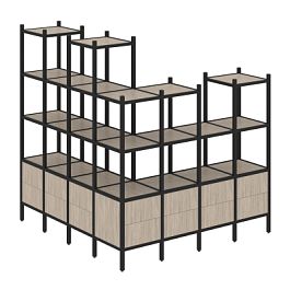 Loft Угловой внешний стеллаж наборный VR.L-55 Дуб аттик/Чёрный металл 1694*1694*1869 - Фото предпросмотра