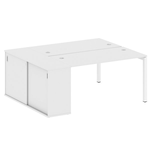 Metal System Quattro Р. ст. с шкафом-купе на П-образном м/к 50БП.РС-СШК-1.3 Т Белый/Белый металл 1810*1475*750 - Вид 1