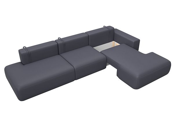 Диван угловой Лига-036 НПБ Модерн Лонг правый угол Экокожа серый - Вид 7