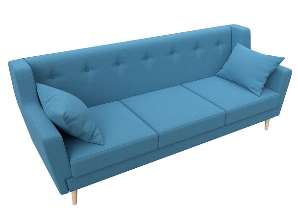 Диван кухонный прямой Брайтон 3 Рогожка голубой - Вид 5