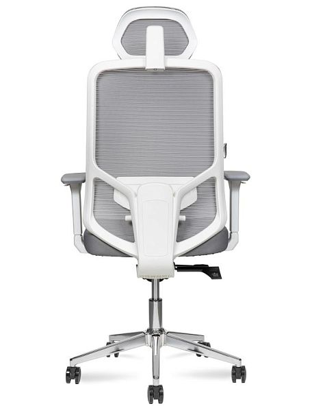 Кресло офисное / Best white / белый пластик / серая сетка / серая ткань /база хром - Вид 5
