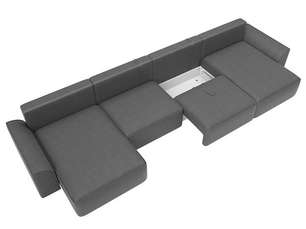 Диван п-образный Лига-048 НПБ лонг Замша серый - Вид 7