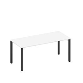 Стол письменный на металлокаркасе Space+ А1 ЧР 026.1 БП белый премиум / черный гладкий - Фото предпросмотра