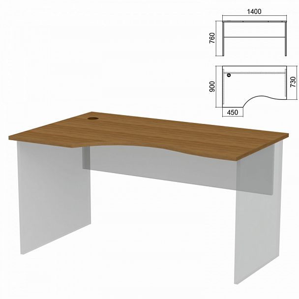 Стол эргономичный ЧАСТЬ 1 "Арго", 1400х900х760 мм, левый, орех - Вид 1