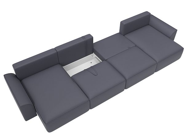 Диван п-образный Лига-048 НПБ лонг Экокожа серый - Вид 8