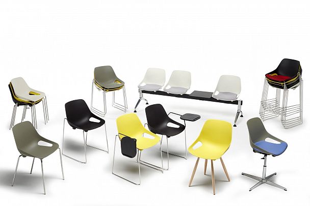 Стул Q5 (4 ножки) каркас хром, серый, стопируемый - Вид 9