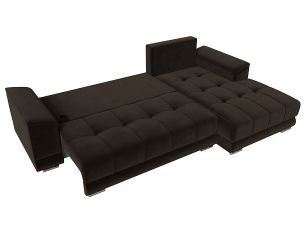 Угловой диван НордСтар правый угол Микровельвет коричневый - Вид 8