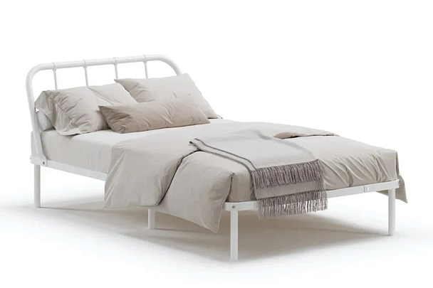 Кровать металлическая Мира 1200х2000, цвет белый - Вид 1