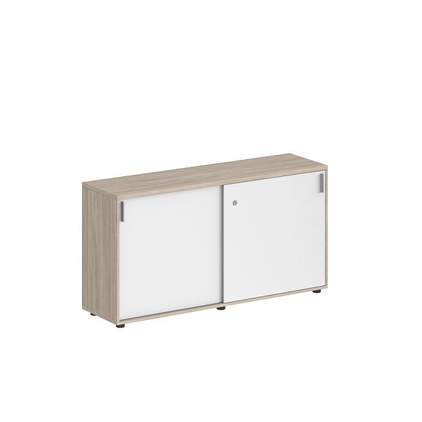 Шкаф купе 1238х400х750 низкий, с замком / корпус: дуб светлый, фасады: белый Сигма / Sigma - Вид 1