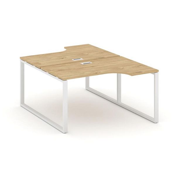 Стайл Проджект Рабочая станция эргоном. SN-6O.DRPA-001 Тиквуд Светлый/Металл Белый 1380*1232/1992*75 - Вид 1