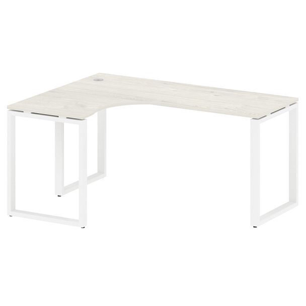Metal System Стол криволинейный левый на О-образном м/к БО.СА-4 (L) Дуб наварра/Белый металл 1600*1200*750 - Вид 1