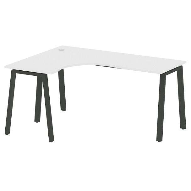 Metal System Стол криволинейный левый на А-образном м/к БА.СА-4 (L) Белый/Антрацит металл 1600*1200*750 - Вид 1