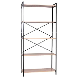 Стеллаж BRABIX "SMART SH-004", 790х360х1950 мм, ЛОФТ, 5 полок, металл/ЛДСП бунратти, каркас черный, 641944 - Фото предпросмотра