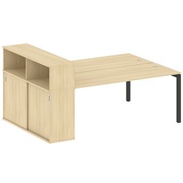 Metal System Quattro Р. ст. с шкафом-купе на П-образном м/к 50БП.РС-СШК-2.5 Т Акация/Антрацит металл 2210*1475*1098 - Фото предпросмотра