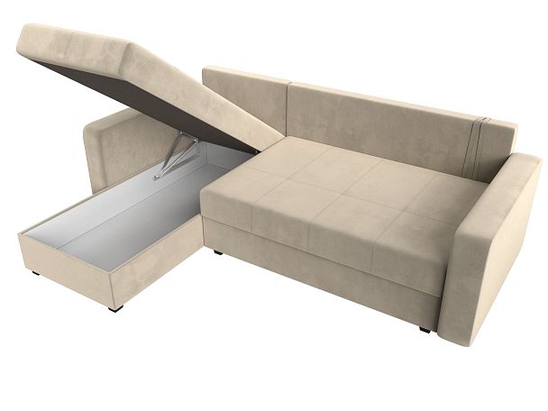 Диван угловой Ливерпуль Лайт левый угол Микровельвет бежевый - Вид 9
