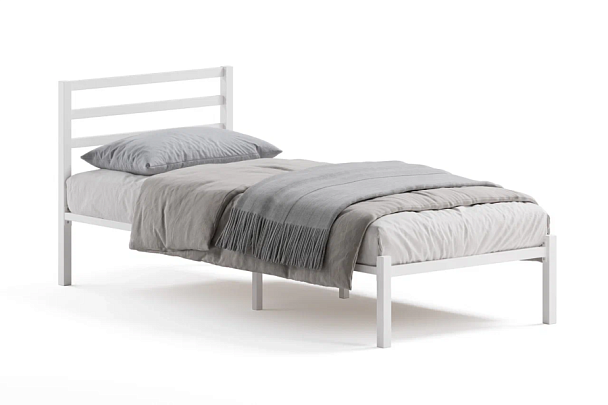 Кровать  металлическая Сталь 1200*2000, цвет белый - Вид 1