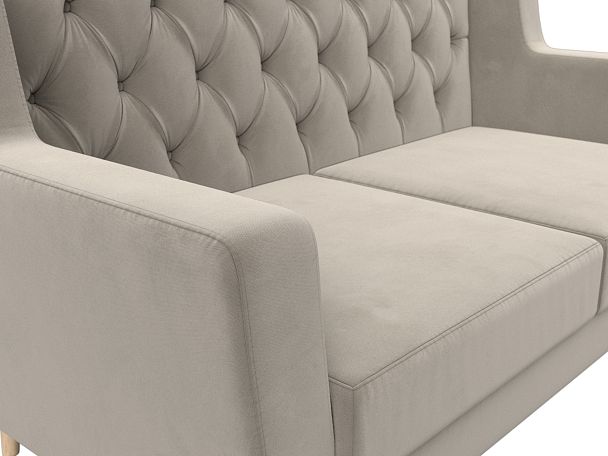 Прямой диван Брайтон 2 Люкс (полностью микровельвет бежевый) - Вид 4