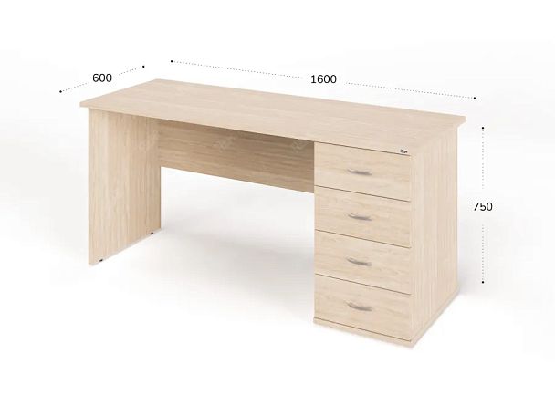 ЛАЙТ / LIGHT RRG007-16x6R Однотумбовый стол 160x60x75 Дуб Сонома - Вид 3