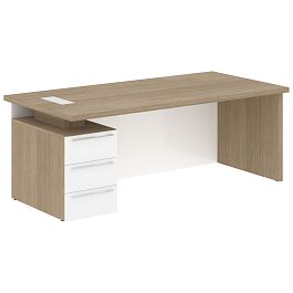 Стол письменный СП-064-25-23(L) Дуб Натуральный/Белый глянец 2000х900х750 KANON - Фото предпросмотра