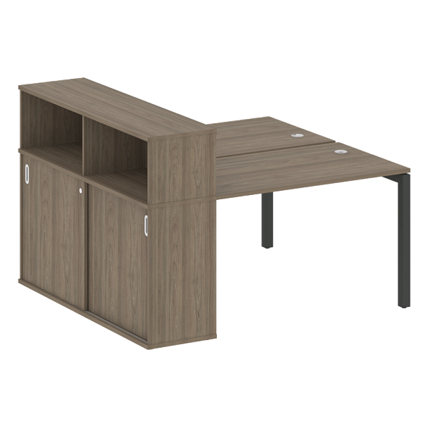 Metal System Quattro Р. ст. с шкафом-купе на П-образном м/к 50БП.РС-СШК-2.2 Т Вяз/Антрацит металл 1610*1475*1098 - Вид 1