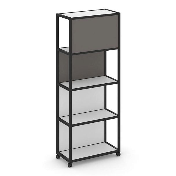 Shelf Mobile Стеллаж 5 уровней 1 секция VR.LT-STK-504.08 Белый Бриллиант/Металл Черный/W-26 800*400*2000 - Вид 3