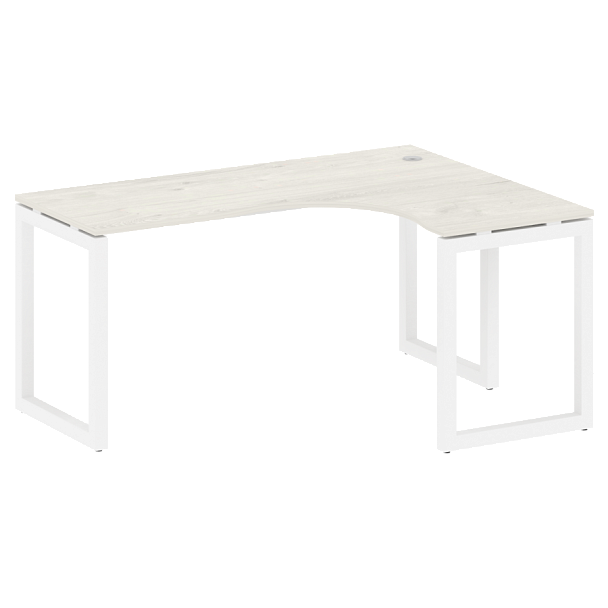 Metal System Quattro Стол криволинейный правый на О-образном м/к 50БО.СА-4 (R) Дуб наварра/Белый металл 1600*1200*750 - Вид 1