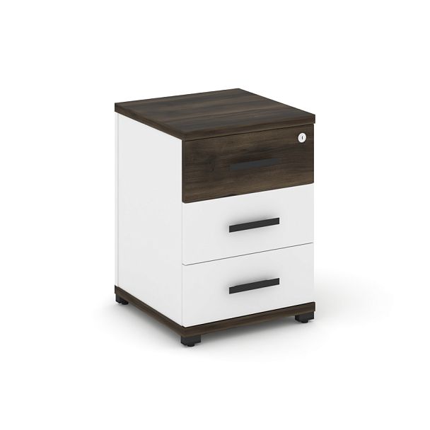 Concept Тумба опорная/приставная 3 ящ. CN.TUO-001 B Дуб Мали/Белый Бриллиант/Металл Черный 420*420*583 - Вид 1