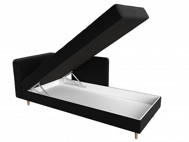 Кушетка Прайм левый (полностью экокожа черная) - Вид 6